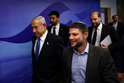 Bezalel Smotrich  Israeli Finance Minister with Israeli Prime Minister Netanyahu