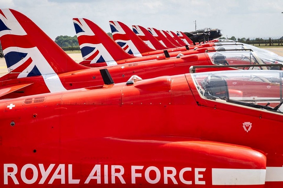 All set at RAF Waddington: Under an hour to go before the Red Arrows will join other aircraft over London for a flypast to mark His Majesty The King’s Official Birthday.