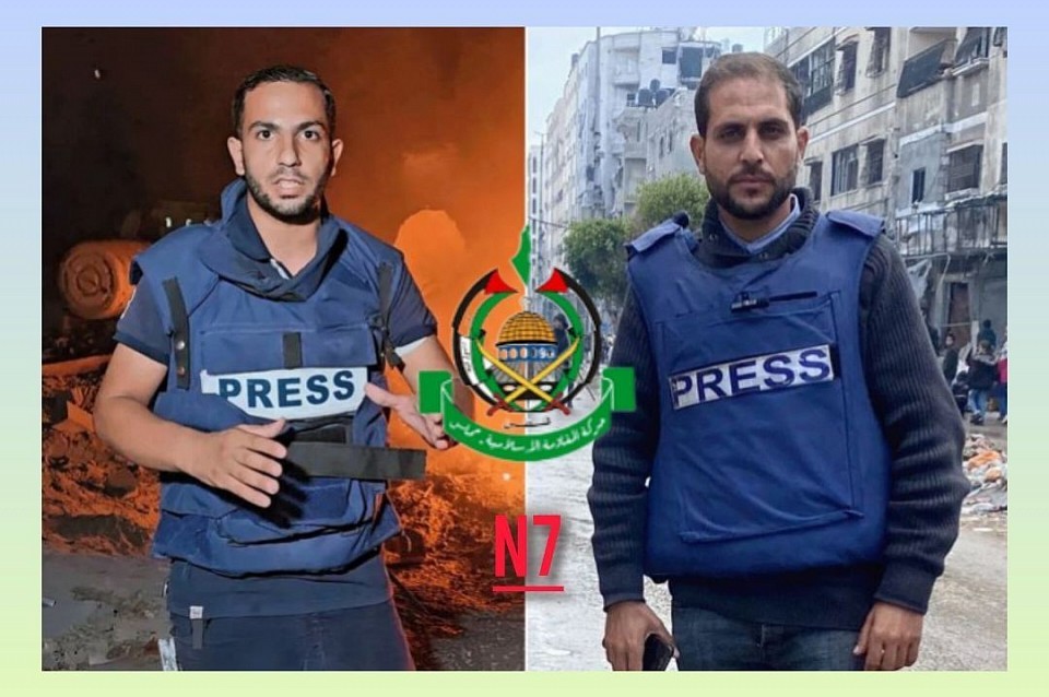 🟥Hamas Movement: 🟥 Repeated threats have been issued by military spokesmen for the occupation army against Palestinian journalists, including the martyrs Sharif and Qreiqea, with the aim of discouraging them from performing their professional duty of conveying the truth and images of the brutal genocide taking place in the Gaza Strip. These threats have translated into a heinous killing that confirms the fascist behavior of this terrorist entity. - The assassination of journalists and the intimidation of those who remain are paving the way for a major crime the occupation is planning to commit in Gaza City, after silencing its media voice. This is to isolate its people and carry out its massacres away from the eyes of the world. - These ongoing brutal crimes against Palestinian journalists, the latest of which was this heinous crime, require widespread engagement from journalists and media professionals around the world to expose the occupation and its crimes, amplify the voice of truth that it is attempting to suppress, and continue their humanitarian mission of conveying what is happening in the Gaza Strip.