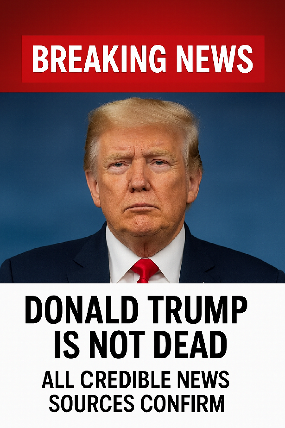 Breaking news verified: Trump is still alive, he has not died.