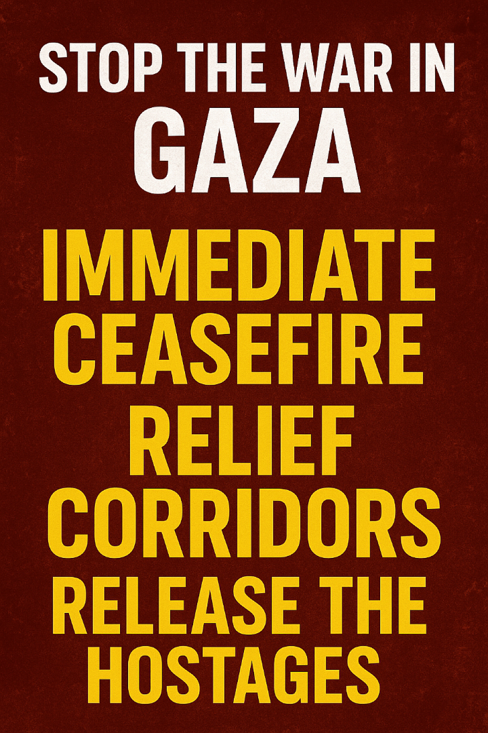Stop the killing first; secure access for people and aid; then negotiate security arrangements and a political track that addresses issues of land, governance, refugees, and rights. Coercive ideas such as forced population transfers or