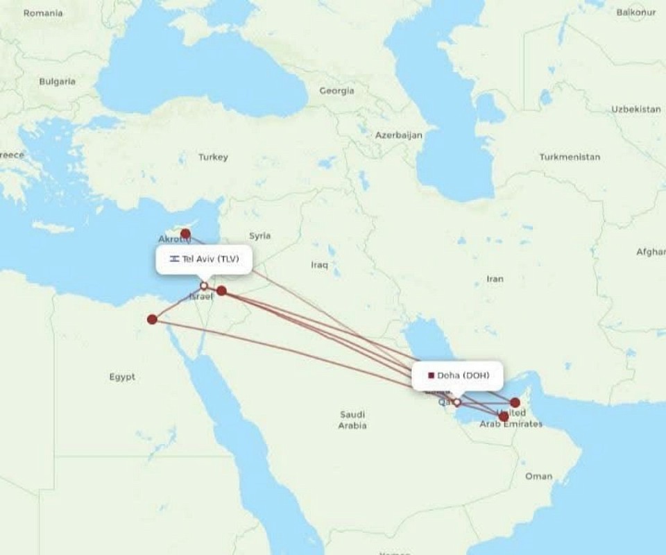 Five Arab countries allowed Israeli aircraft to pass through: Jordan, Syria, Saudi Arabia, Iraq, and the UAE.  Ten warplanes participated in the raids on Qatar, covering a distance of 1,800 km and firing 10 missiles at the Hamas delegation meeting venue in Doha.