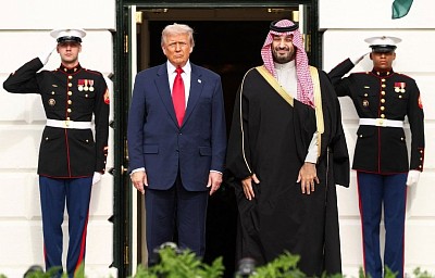 Saudi Crown Prince Mohammed bin Salman Al Saud in Washington with US President Donald Trump, who received him at the White House