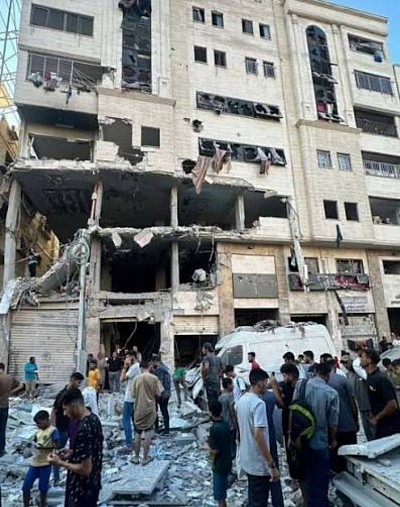 A residential building where Abu Ubaida lived with his family