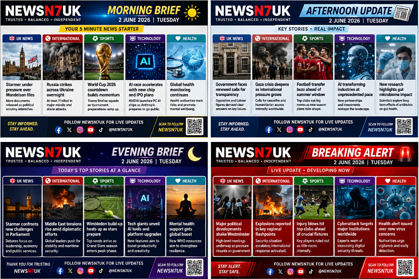 A series of breaking political, economic, cultural, and sports news from around the world: balanced and reliable news from NEWSN7UK 🇬🇧