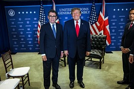 US President Donald Trump, British leader and Burnham at the United Nations.